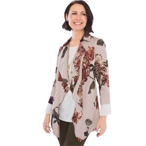 Chico’s NWT Floral Waterfall Jacket – 3/4 Sleeve 🌸 Chicos size 0 ✨